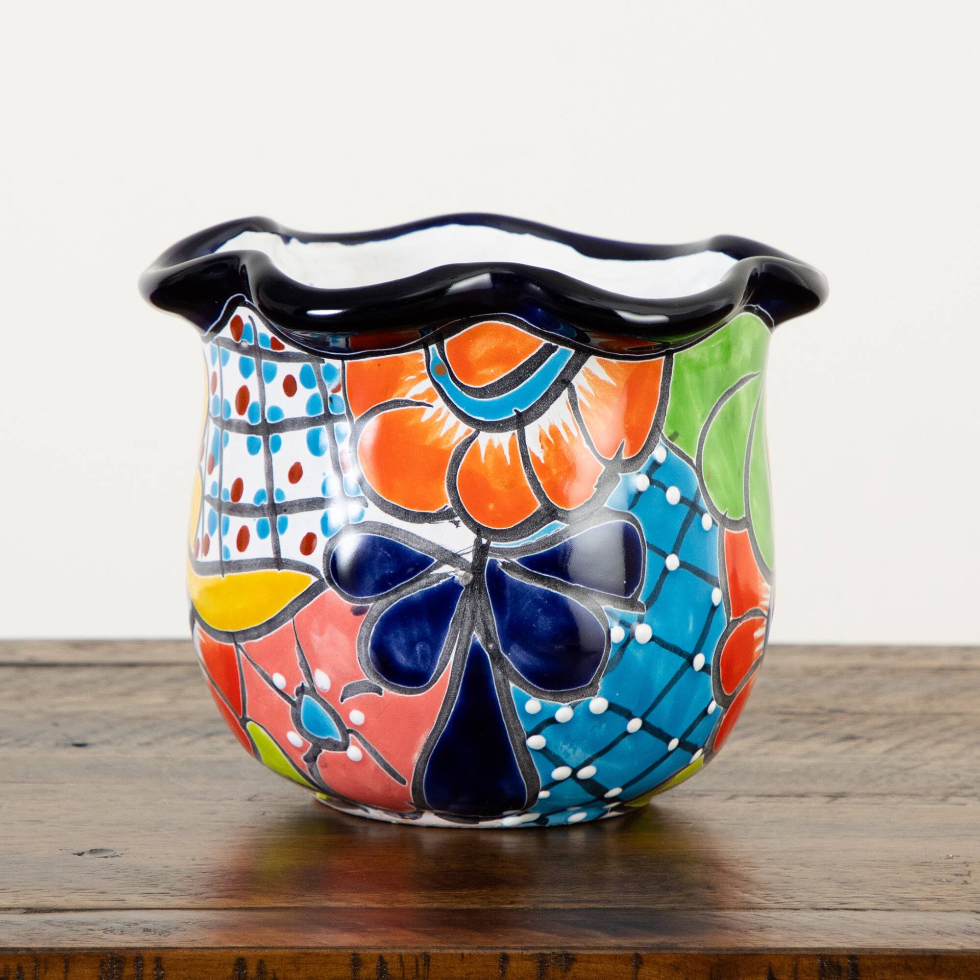 7" Handmade Mexican Talavera Ceramic Planter